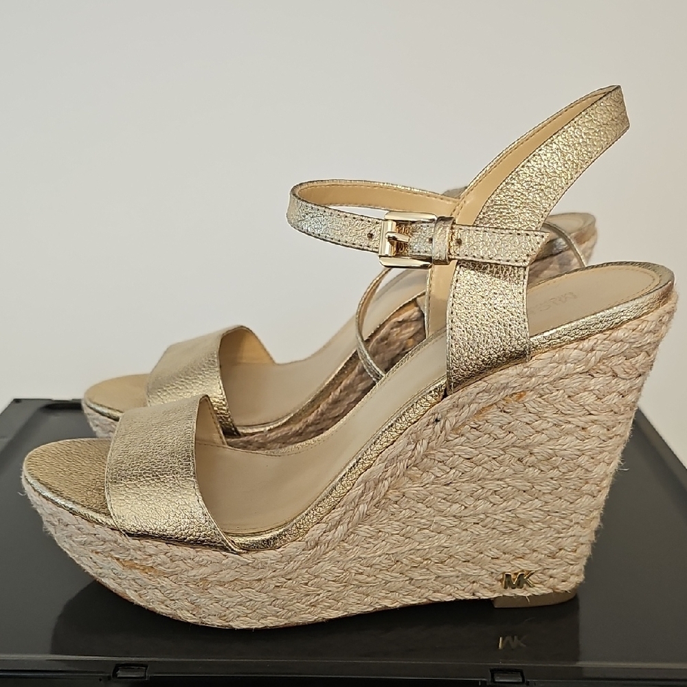 Michael Kors Metallic Gold Wedge Sandals - Picture 3 of 4